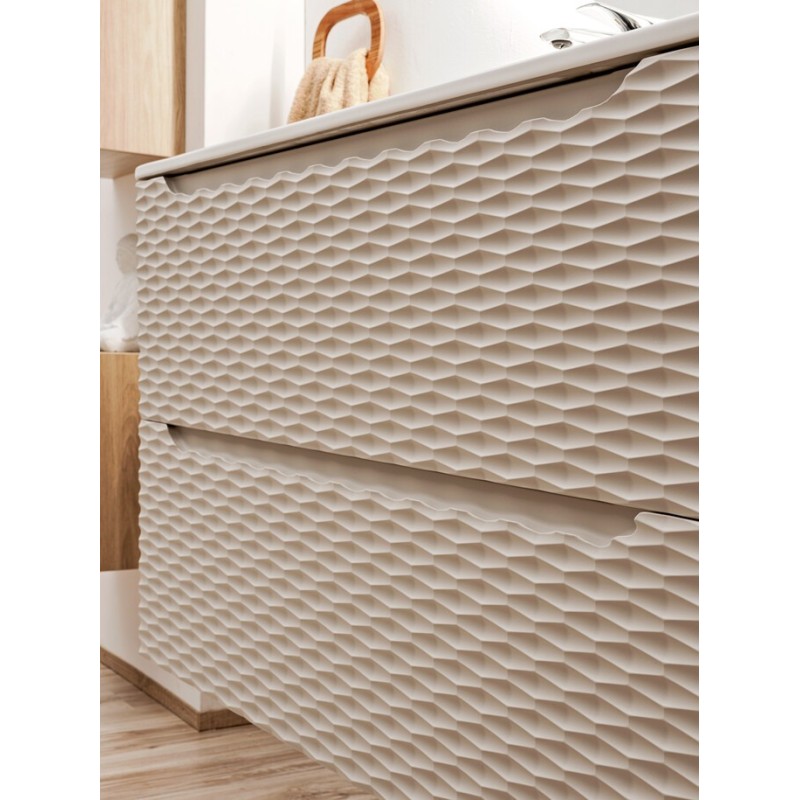 Dulap lavoar Ocean Beige, MDF, PAL melaminat, stejar/bej, 2 sertare, L.60 cm, OCEAN BEIGE 82-60-2S
