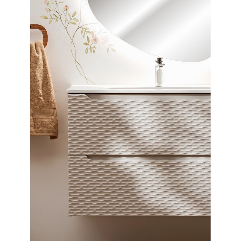 Dulap lavoar Ocean Beige, MDF, PAL melaminat, stejar/bej, 2 sertare, L.70 cm, OCEAN BEIGE 82-70-2S
