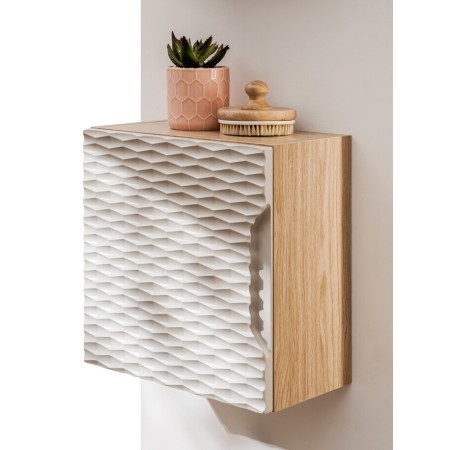 Dulap suspendat Ocean Beige Qubik, MDF, PAL melaminat, stejar/bej, 1 usa, 35X35 cm, OCEAN BEIGE 83-35-1DQ