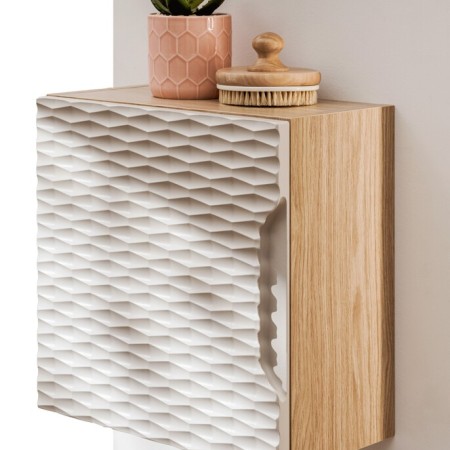 Dulap suspendat Ocean Beige Qubik, MDF, PAL melaminat, stejar/bej, 1 usa, 35X35 cm, OCEAN BEIGE 83-35-1DQ