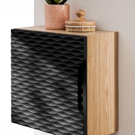 Dulap suspendat Ocean Black Qubik, MDF, PAL melaminat, negru mat/stejar uleiat, 1 usa, 35X35 cm, OCEAN BLACK 83-35-1DQ