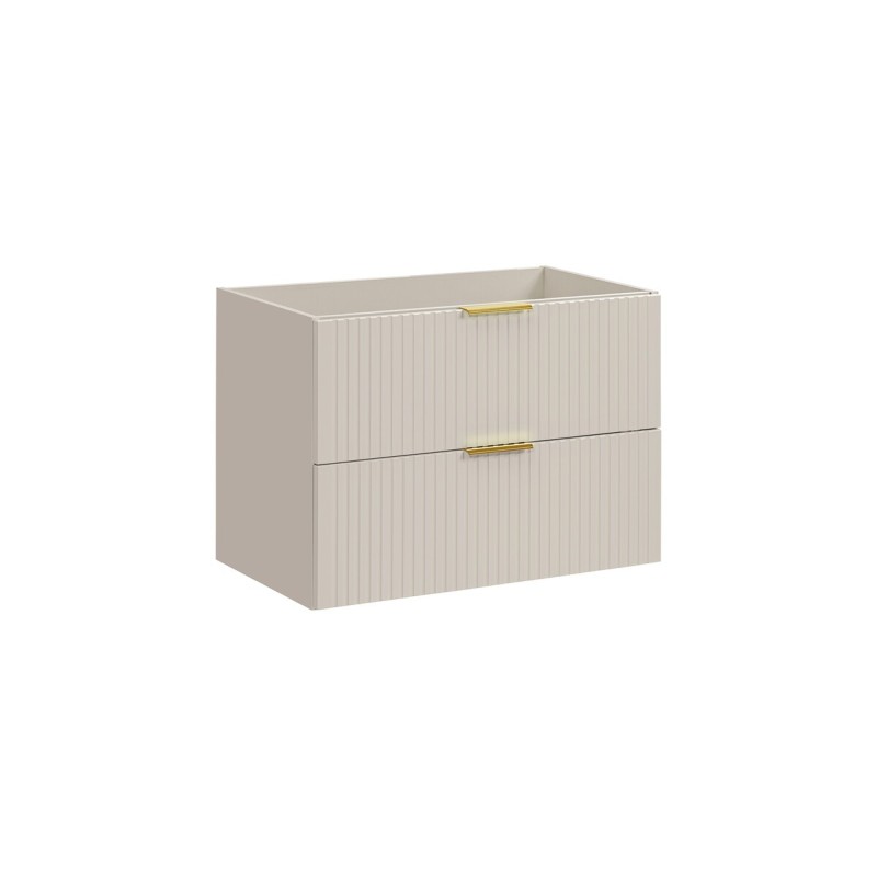 Dulap sub lavoar suspendat Comad Adel, MDF, PAL melaminat, cashmere mat, 2 sertare, L.80 cm, 82-80-2S