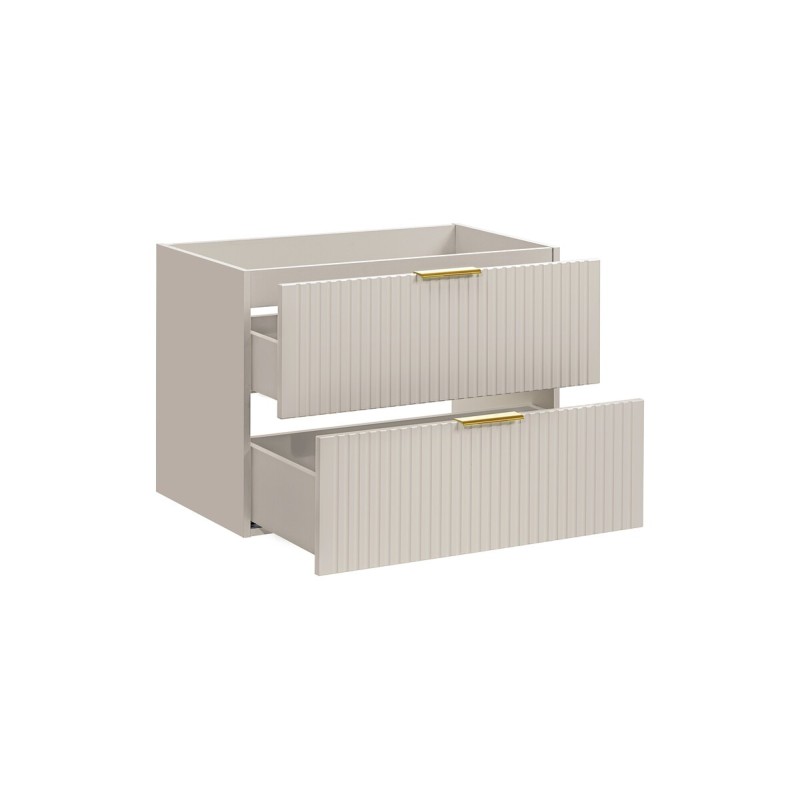 Dulap sub lavoar suspendat Comad Adel, MDF, PAL melaminat, cashmere mat, 2 sertare, L.80 cm, 82-80-2S