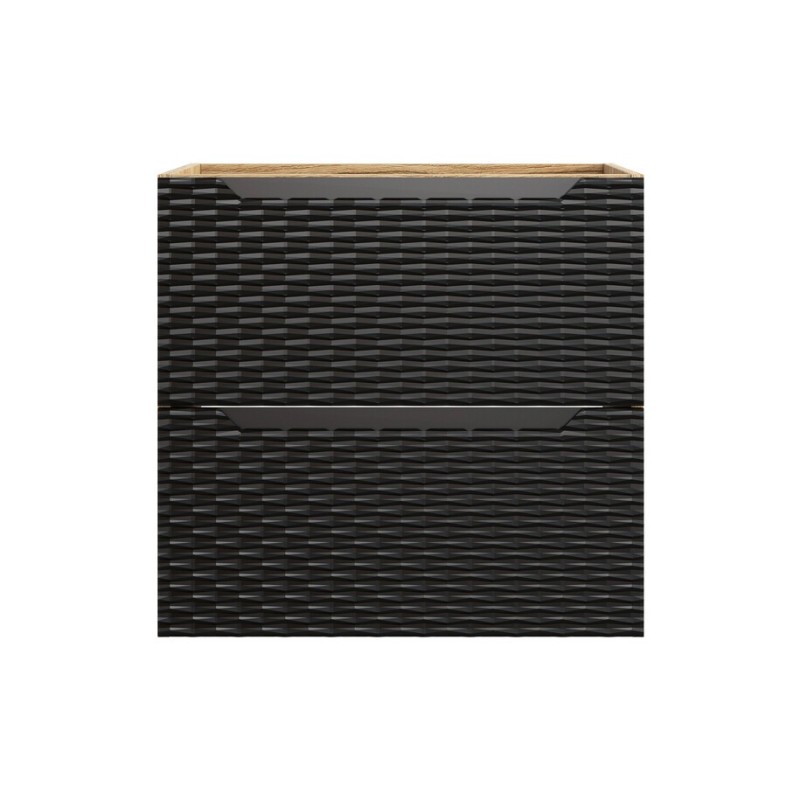 Dulap lavoar Ocean Black, MDF, PAL melaminat, negru mat/stejar uleiat, 2 sertare, L.60 cm, OCEAN BLACK 82-60-2S