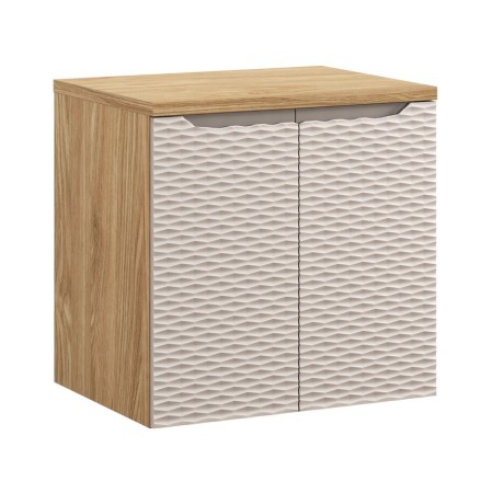 Set mobilier de baie Ocean Beige, MDF, PAL melaminat, stejar/bej, blat stejar uleiat, L.60 cm, SET-OCB B 60CM D