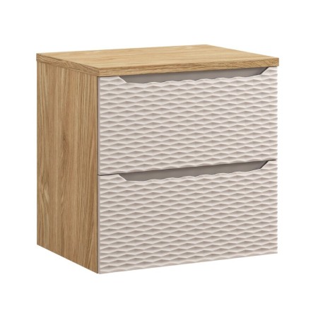Set mobilier de baie Ocean Beige, MDF, PAL melaminat, stejar/bej, blat stejar uleiat, L.60 cm, SET-OCB B 60CM S