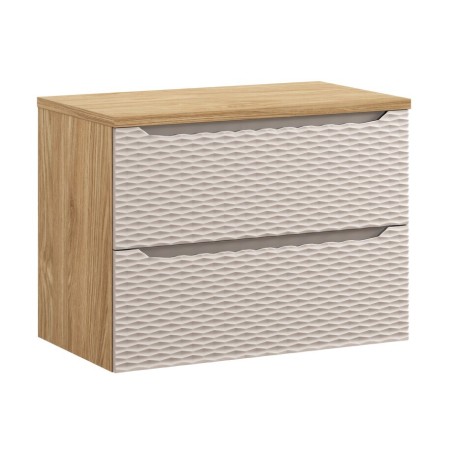 Set mobilier de baie Ocean Beige, MDF, PAL melaminat, stejar/bej, blat stejar uleiat, L.80 cm, SET-OCB B 80CM S