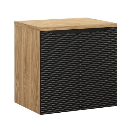 Set mobilier de baie Ocean Black, MDF, PAL melaminat, negru mat/stejar uleiat, blat stejar uleiat, L.60 cm, SET-OCBL B 60CM D