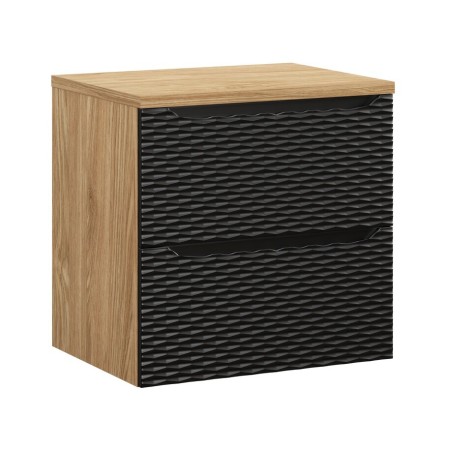 Set mobilier de baie Ocean Black, MDF, PAL melaminat, negru mat/stejar uleiat, blat stejar uleiat, L.60 cm, SET-OCBL B 60CM S