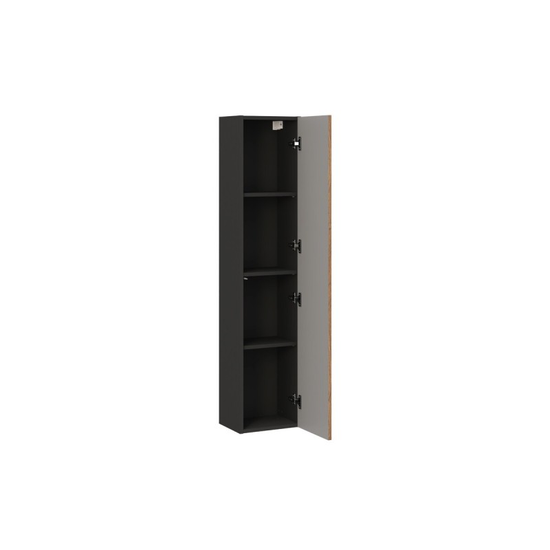 Dulap inalt Talia Casella, MDF, PAL melaminat, negru mat/stejar casella, 1 usa, H.140 cm, TALIA CASELLA 80-30-1D