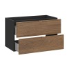 Dulap lavoar Talia Casella, MDF, PAL melaminat, negru mat/stejar casella, 2 sertare, L.80 cm, TALIA CASELLA 82-80-46-2S