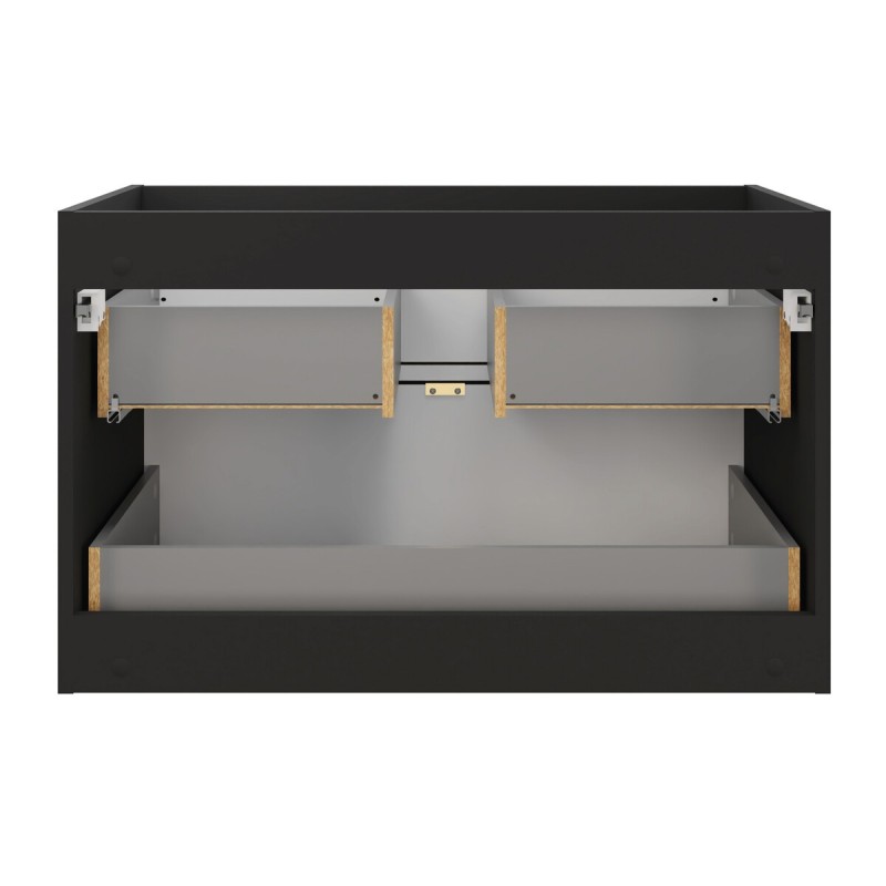 Dulap lavoar Talia Casella, MDF, PAL melaminat, negru mat/stejar casella, 2 sertare, L.80 cm, TALIA CASELLA 82-80-46-2S