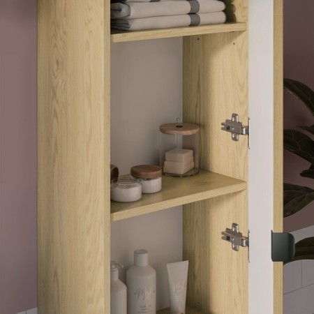 Dulap inalt Ovalia Cremona, MDF, PAL melaminat, stejar cremona, 1 usa, H.140 cm, OVALIA CREMONA 80-40-1D