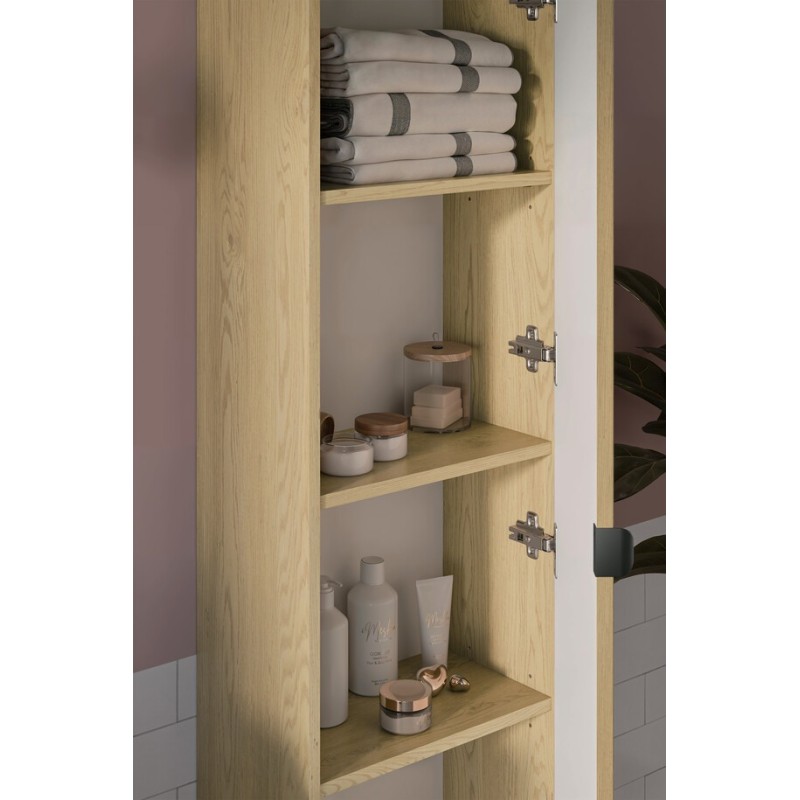 Dulap inalt Ovalia Cremona, MDF, PAL melaminat, stejar cremona, 1 usa, H.140 cm, OVALIA CREMONA 80-40-1D