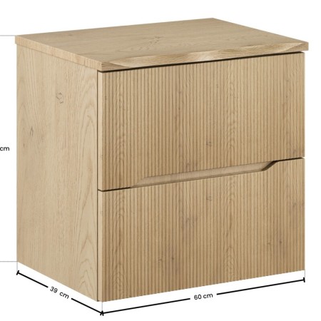 Set mobilier de baie Nordic Cremona, MDF, PAL melaminat, stejar cremona, blat stejar cremona, L.60 cm, SET-NC B NAT CREMONA 60CM