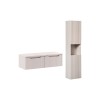 Set mobilier de baie Nova Cashmere, MDF, PAL melaminat, cashmir mat, blat cashmir mat, L.100 cm, dulap inalt H.140 cm, SET-NOC B CASHMERE 100CM 1S HC