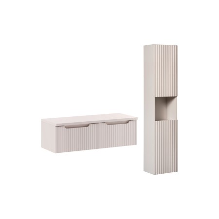 Set mobilier de baie Nova Cashmere, MDF, PAL melaminat, cashmir mat, blat cashmir mat, L.100 cm, dulap inalt H.140 cm, SET-NOC B CASHMERE 100CM 1S HC