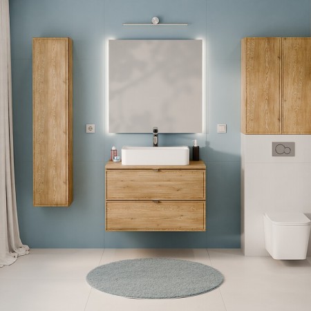 Dulap inalt Terra Cremona, MDF, PAL melaminat, stejar cremona, 1 usa, H.140 cm, TERRA CREMONA 80-30-1D