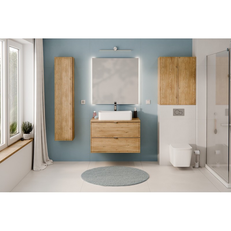 Dulap inalt Terra Cremona, MDF, PAL melaminat, stejar cremona, 1 usa, H.140 cm, TERRA CREMONA 80-30-1D