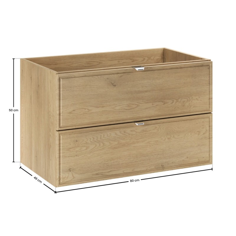 Dulap lavoar Terra Cremona, MDF, PAL melaminat, stejar cremona, 2 sertare, L.80 cm, TERRA CREMONA 82-80-46-2S