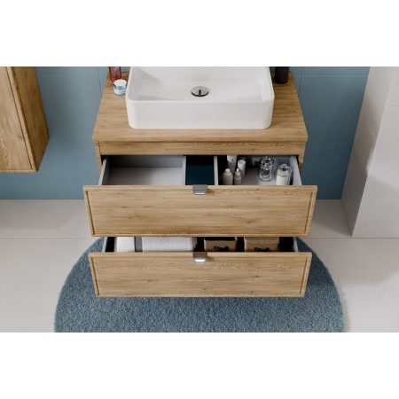 Set mobilier de baie Terra Cremona, MDF, PAL melaminat, stejar cremona, blat stejar cremona, L.60 cm, SET-TEC B CREMONA 60CM