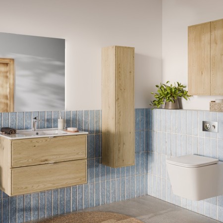 Dulap lavoar Terra Cremona, MDF, PAL melaminat, stejar cremona, 2 sertare, L.80 cm, TERRA CREMONA 82-80-46-2S