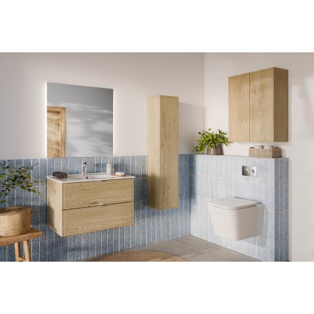Dulap lavoar Terra Cremona, MDF, PAL melaminat, stejar cremona, 2 sertare, L.80 cm, TERRA CREMONA 82-80-46-2S