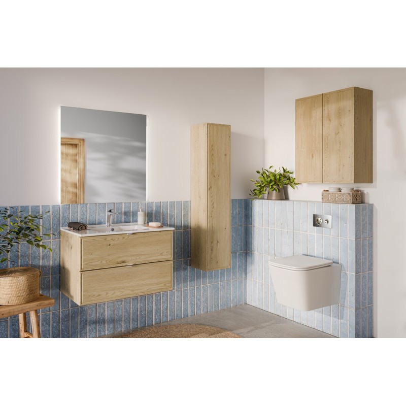 Dulap lavoar Terra Cremona, MDF, PAL melaminat, stejar cremona, 2 sertare, L.80 cm, TERRA CREMONA 82-80-46-2S