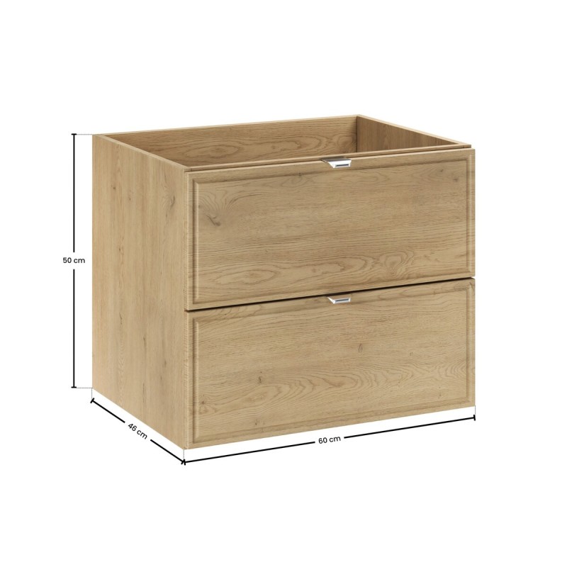 Dulap lavoar Terra Cremona, MDF, PAL melaminat, stejar cremona, 2 sertare, L.60 cm, TERRA CREMONA 82-60-46-2S