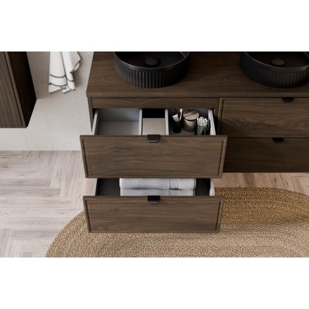 Set mobilier de baie Terra Villa, MDF, PAL melaminat, maro nuc, blat maro nuc, L.80 cm, SET-TEV B VILLA 80CM