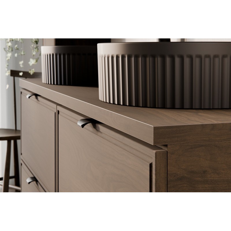 Set mobilier de baie Terra Villa, MDF, PAL melaminat, maro nuc, blat maro nuc, L.60 cm, SET-TEV B VILLA 60CM