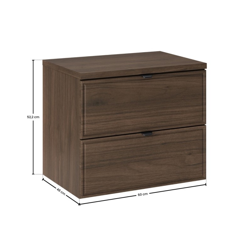 Set mobilier de baie Terra Villa, MDF, PAL melaminat, maro nuc, blat maro nuc, L.60 cm, SET-TEV B VILLA 60CM