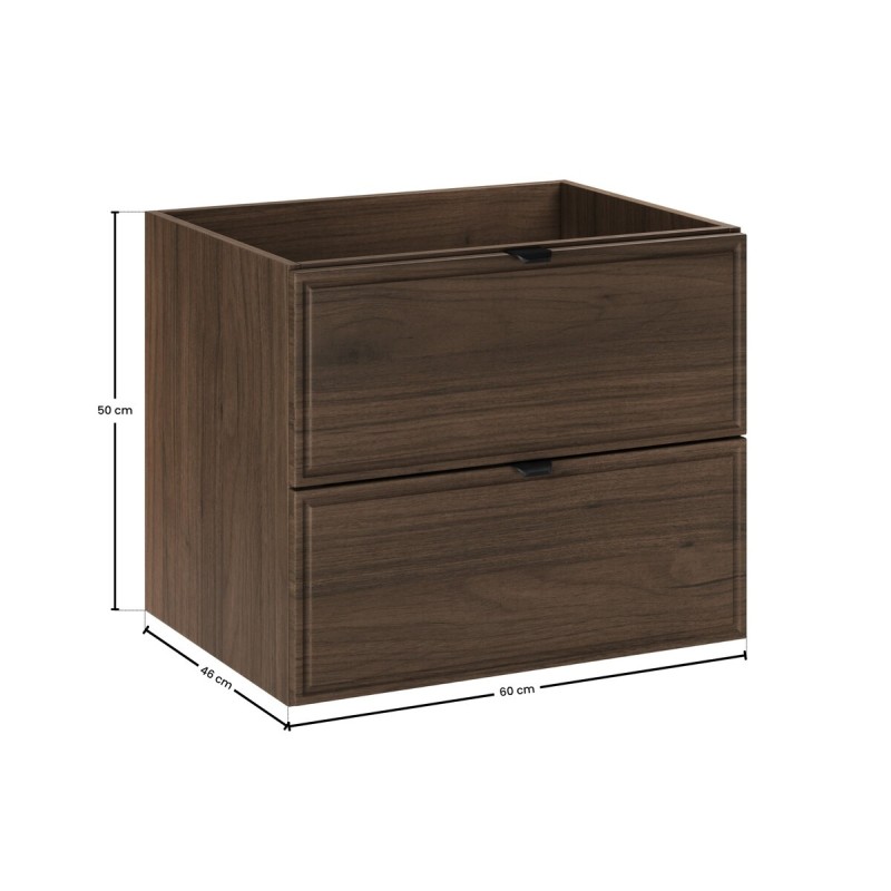 Dulap lavoar Terra Villa, MDF, PAL melaminat, maro nuc, 2 sertare, L.60 cm, TERRA VILLA 82-60-46-2S