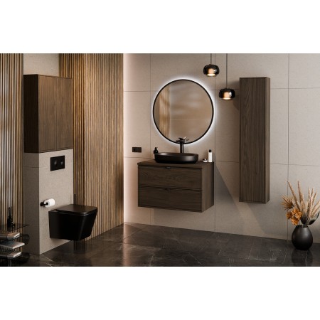 Dulap inalt Terra Villa, MDF, PAL melaminat, maro nuc, 1 usa, H.140 cm, TERRA VILLA 80-30-1D