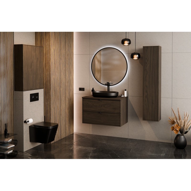 Dulap inalt Terra Villa, MDF, PAL melaminat, maro nuc, 1 usa, H.140 cm, TERRA VILLA 80-30-1D
