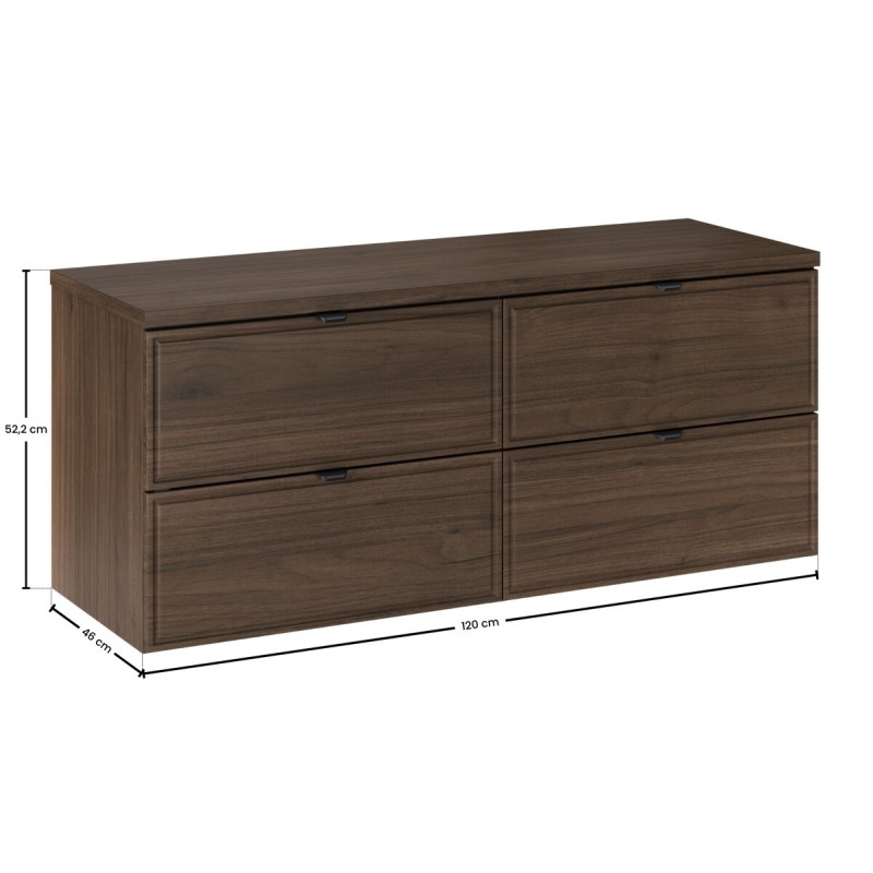Set mobilier de baie Terra Villa, MDF, PAL melaminat, maro nuc, blat maro nuc, L.120 cm, SET-TEV B VILLA 120CM