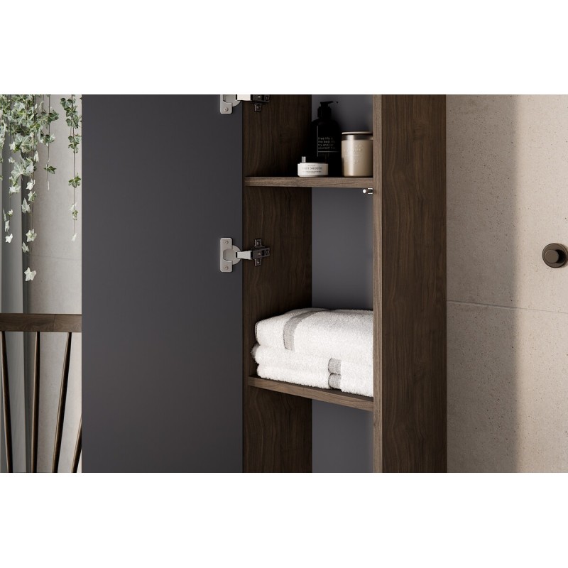 Dulap inalt Terra Villa, MDF, PAL melaminat, maro nuc, 1 usa, H.140 cm, TERRA VILLA 80-30-1D
