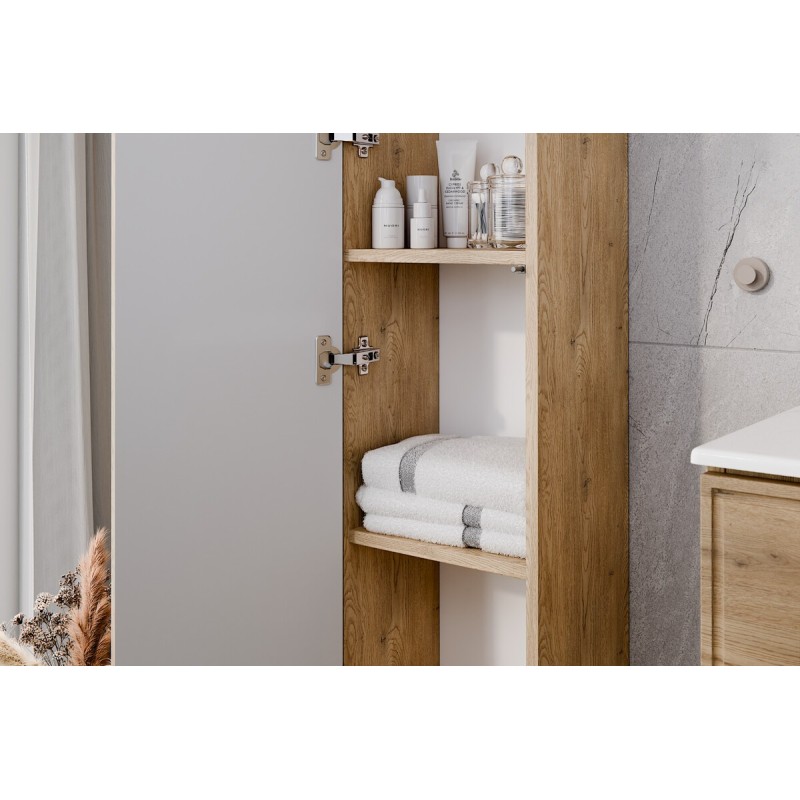 Dulap inalt Terra Cremona, MDF, PAL melaminat, stejar cremona, 1 usa, H.140 cm, TERRA CREMONA 80-30-1D