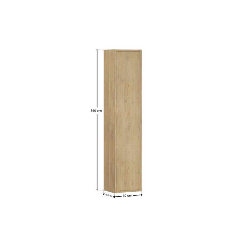 Dulap inalt Terra Cremona, MDF, PAL melaminat, stejar cremona, 1 usa, H.140 cm, TERRA CREMONA 80-30-1D