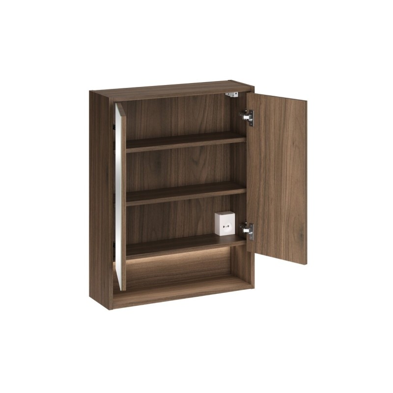 Dulap suspendat cu oglinda Viola Villa, PAL melaminat, maro nuc, 2 usi, L.60 cm, VILLA UN 84-60-2D