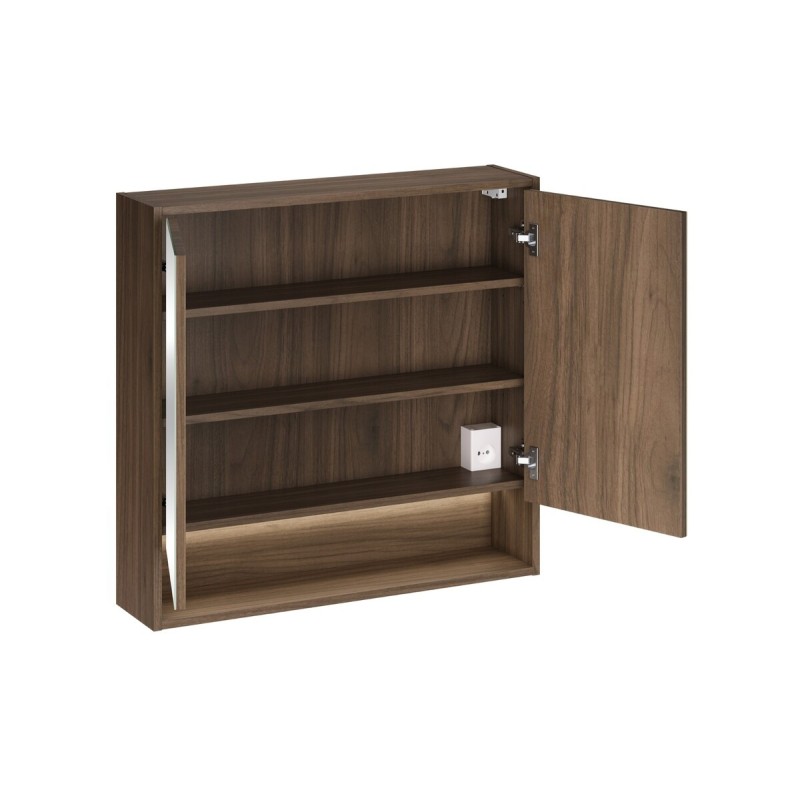 Dulap suspendat cu oglinda Viola Villa, PAL melaminat, maro nuc, 2 usi, L.80 cm, VILLA UN 84-80-2D