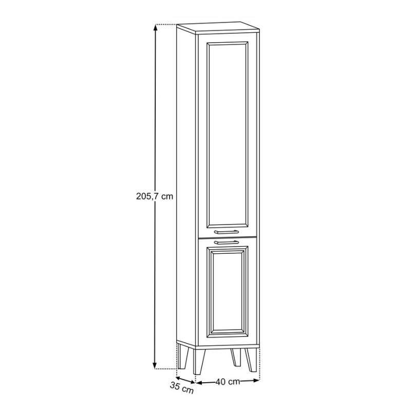 Dulap inalt Dorothy Ristretto, MDF, PAL melaminat, stejar ristretto, 2 usi, H.205 cm, DOROTHY RISTRETTO 80-40-2D