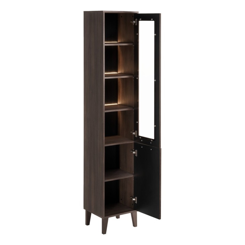 Dulap inalt Dorothy Ristretto, MDF, PAL melaminat, stejar ristretto, 2 usi, H.205 cm, DOROTHY RISTRETTO 80-40-2D
