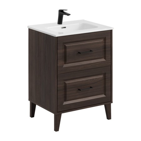 Set mobilier de baie Dorothy Ristretto, MDF, PAL melaminat, stejar ristretto, lavoar GO, L.60 cm, SET-DOR 60CM GO NB