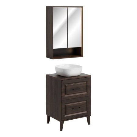 Set mobilier de baie Dorothy Ristretto, MDF, PAL melaminat, stejar ristretto, lavoar Smile, dulap suspendat, L.60 cm, SET-DOR B 60CM UN SMILE MC