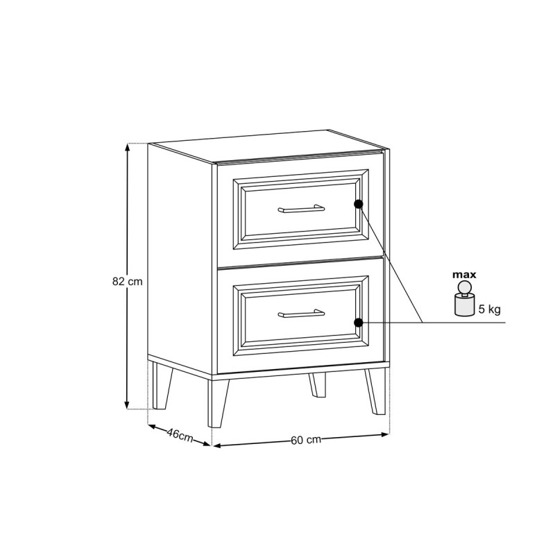 Dulap lavoar Dorothy Ristretto, MDF, PAL melaminat, stejar ristretto, 2 sertare, L.60 cm, DOROTHY RISTRETTO 82-60-46-2S