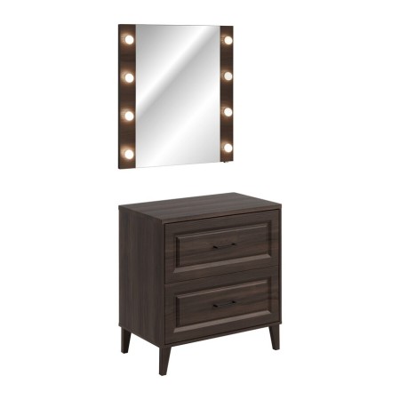 Set mobilier de baie Dorothy Ristretto, MDF, PAL melaminat, stejar ristretto, blat stejar ristretto, L.80 cm, oglinda LED, SET-DOR B 80CM MC