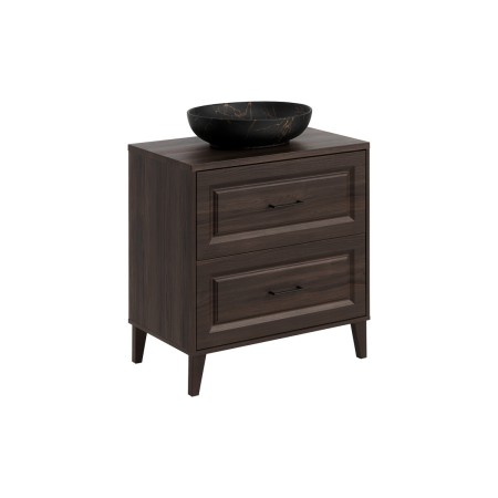 Set mobilier de baie Dorothy Ristretto, MDF, PAL melaminat, stejar ristretto, blat stejar ristretto, L.80 cm, lavoar Mona, SET-DOR B 80CM UN MONA
