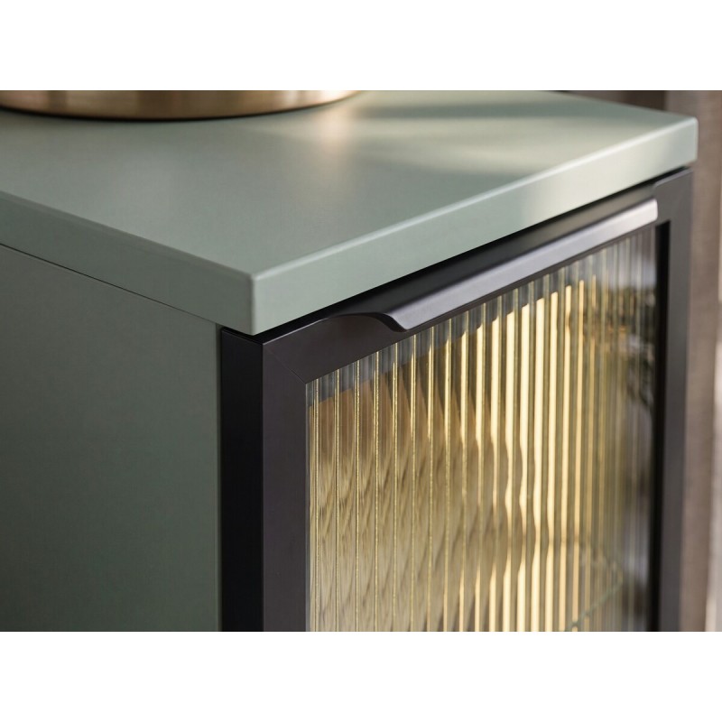 Dulap lateral cu iluminare LED Sombra Green, PAL melaminat, verde olive, 1 usa, L.40 cm, SOMBRA GREEN 81-40-1DG