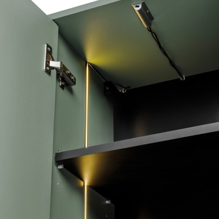 Dulap suspendat Sombra Green, iluminare LED, PAL melaminat, verde olive, 1 usa, L.40 cm, SOMBRA GREEN 83-40-1D